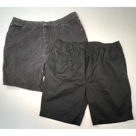 Lot 2 Mens SIZE 2X / 46 Black SHORTS Great Land Denim Benefit Wear Twill EUC - Picture 1 of 7